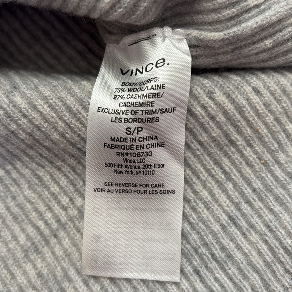 Vince V-Neck Wool/Silk Blend Ribbed Sweater - Picture 5 of 7